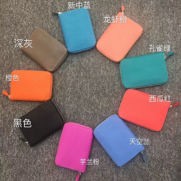 

2019 genuine leather wallet woman short fund zipper head layer cowhide ma'am card package small change package togo skin function, Red;black