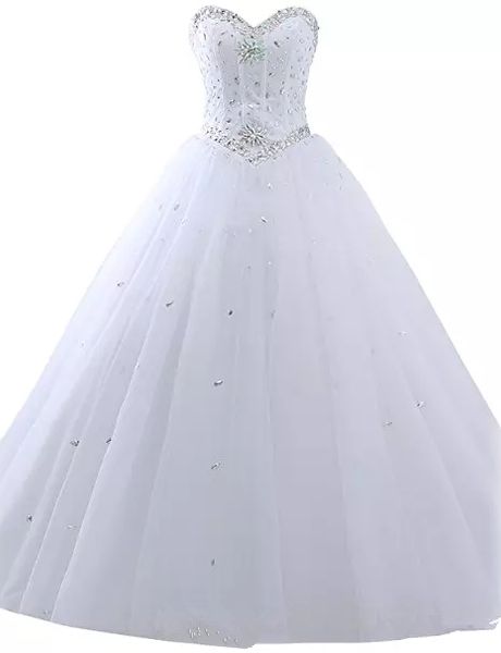 Heißer Verkauf Neueste 2019 Weiße Ballkleid Brautkleider Mit Perlen Kristallen Ballkleid Lange Hochzeit Kleid Brautkleider AL37