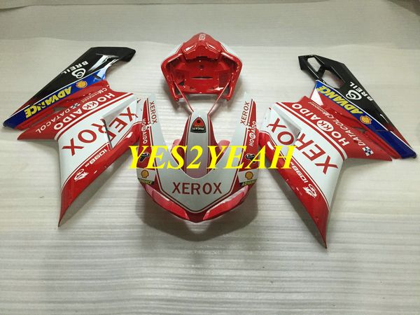 Hochwertiges Einspritz-Verkleidungs-Bodykit für DUCATI 848 08 09 10 11 Ducati 1098 1198 2008 2009 2011, weiß-rote Verkleidungen, Karosserie + Geschenke, DD66