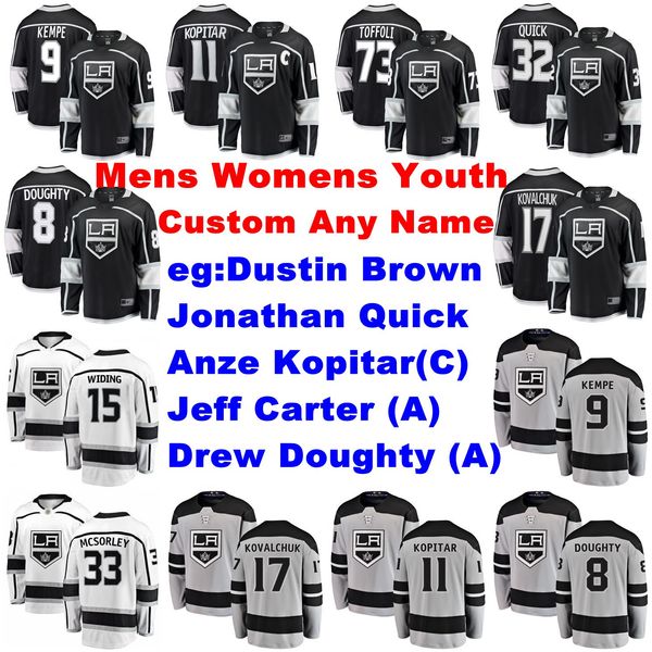 

лос анджелес кингс майки anze kopitar джерси джонатан квик дастин браун джефф картер дрю даути хоккейные майки сшитые на заказ мужские, Black;red