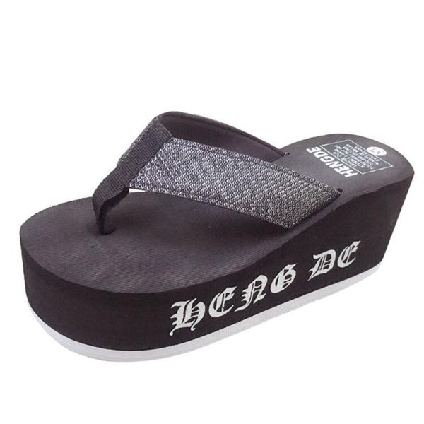 

sagace summer women shoes summer foam casual thick-heeled high-heeled home ladies flip-flops new fashion woman shoes, Black