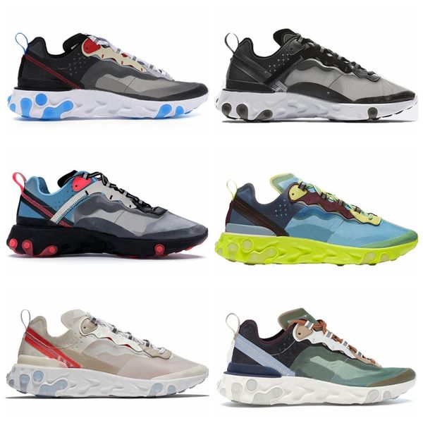 

2019 react element 55 87 men women running shoes triple black royal tint volt racer pink anthracite mens trainers fashion sports sneakers