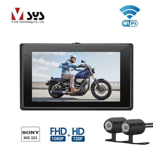 

vsys m1 wifi dual camera motorcycle recorder dvr with front full hd 1080p rear view 720p waterproof lens dash cam action camera car