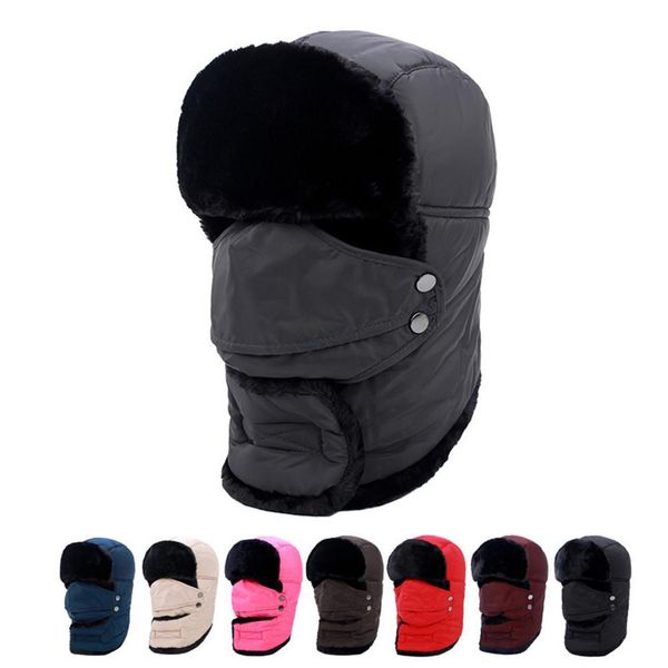 

winter outdoor riding windproof thick warm cotton hats with breathable mask, Black