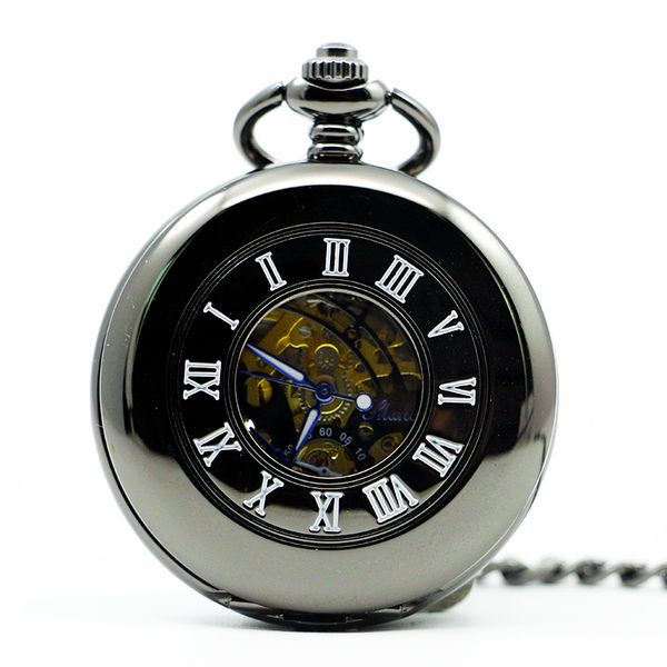

retro mechanical pocket watch steampunk skeleton hand wind clock pendant mens fob chain watches gift for women men, Slivery;golden