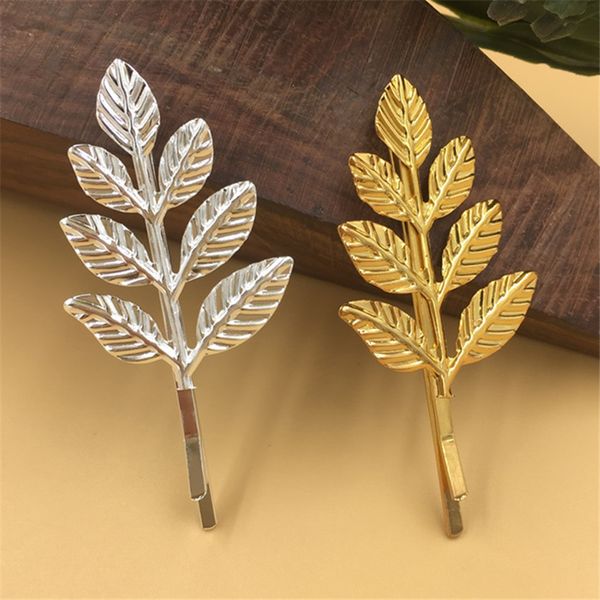 

sea mew  pcs metal hairgrips headwear leaf shape hairpin filigree flower hair barrettes for women, Golden;white