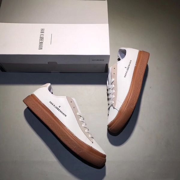 

han kjobenhavn x clyde stitched mens and womens casual shoes low sneakers couples platform shoes size 05 lts, Black