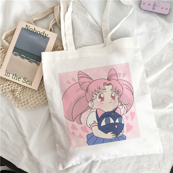 

summer new fashion cartoon fun sailor moon women cute ulzzang print cute casual canvas messenger bag harajuku shoulder bags