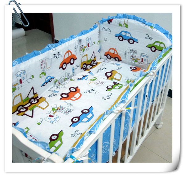 

promotion 6/7pcs 100% cotton cute cartoon crib set for babies,baby bedding set , 120*60/120*70cm