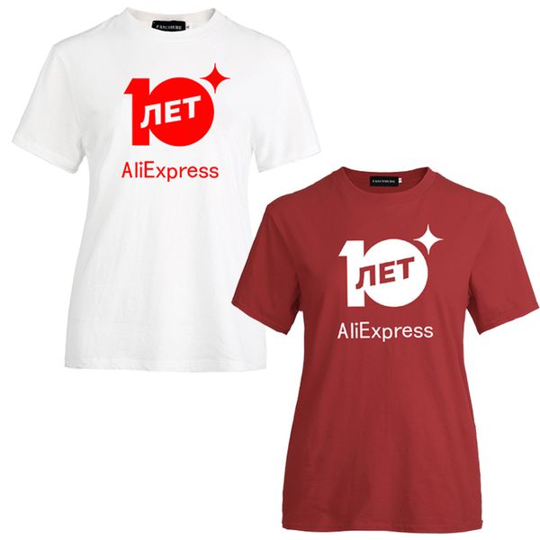 

2020 new 10th anniversary t shirt cotton tshirt casual short sleeve print women mens t-shirt, White