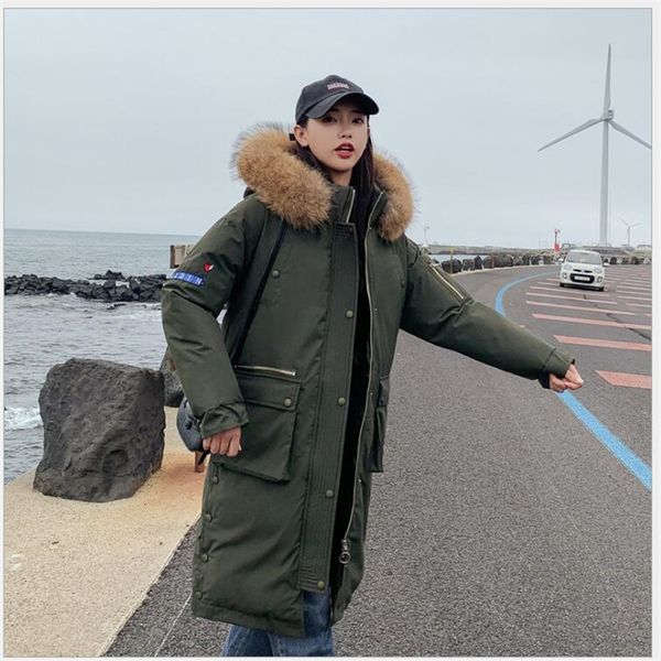 

fashion winter coat women 2019 long winter jas women army green plus size parka coat feminino jacket 246, Black