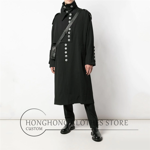 

qiu dong new style men loose trench coat youth fashion coat large size casual personality -6xl, Tan;black
