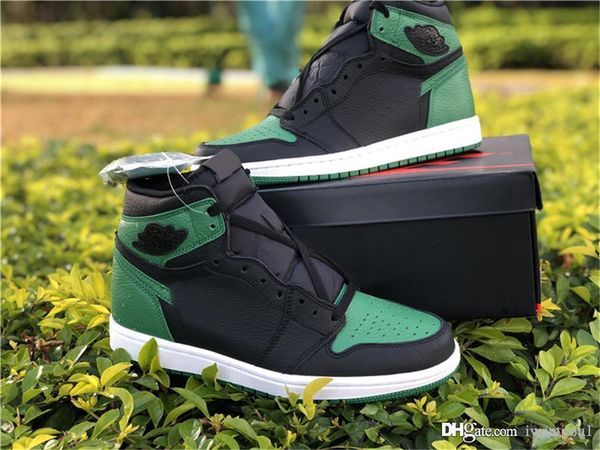 

release authentic air 1 high og pine green court purple retro white black basketball shoes men gym red 555088-030 sneakers with original box