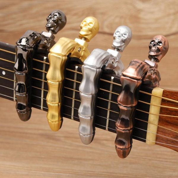 Kafatası Parmaklar Serin Tasarım Ukulele Akustik Elektro Gitar Capo Gümüş Bronz Altın Siyah Capo Gitar Aksesuarları Parçaları