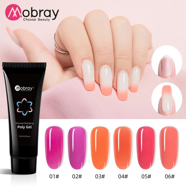 

ship in 24 hours mobray temperature extension nail gel 6color 15ml uv acryl quick building uv led hard builder, Red;pink