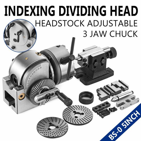 

indexing dividing head 5 inch headstock adjustable 3-jaw chuck for milling machine