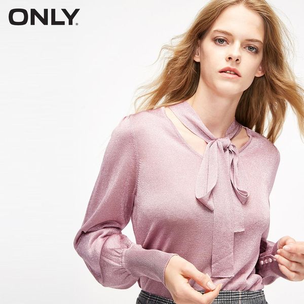 

only autumn new neckline metallic lantern sleeve sweater | 118324602, White;black