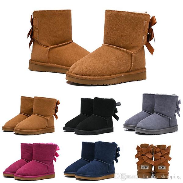 

ale kids boots wgg australian classic snow designer boots girl boy children bailey bow shoes ankle winter booties 26-35 keep warm, Black
