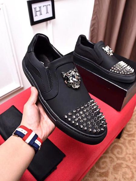 

personality and fashion famous luxury designer sneakers lace-up shoes with genuine leather casual designer 38-44 ht pp 11, Black