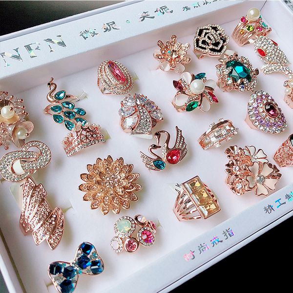 

sell europe and the united states ring full of diamond new fashion true gold color do not fade the pearl ring, Silver