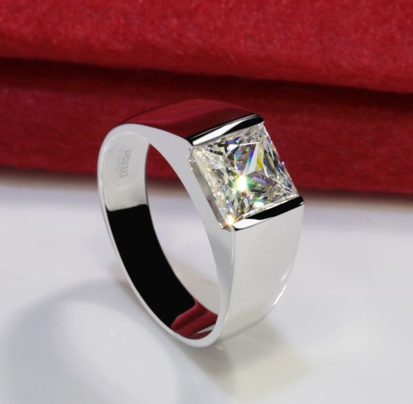 3CT Solid 925 Sterling Silber Hochzeitstag Moissanit SONA Diamant Ring Verlobungsband Modeschmuck Männer Frauen Geburtstagsgeschenk