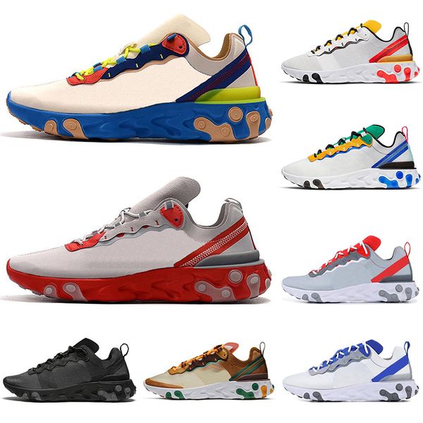 

nike 2019 react элемент 55 87 тур желтые кроссовки мужчин, женщин апельсиновую корку тройной черный белый крем синие мужские кроссовки спорт