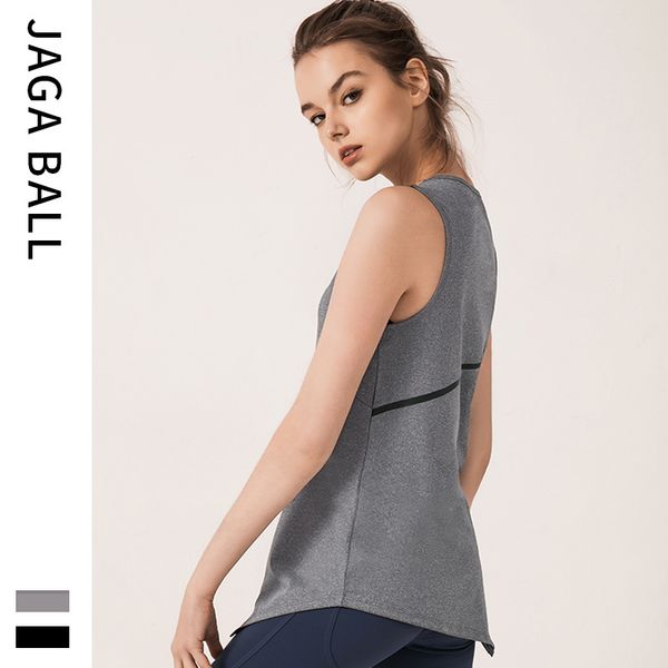 

cross-border long sports vest irregular fitness blouse female sleeveless breathable quick-drying blouse reflective, White;red
