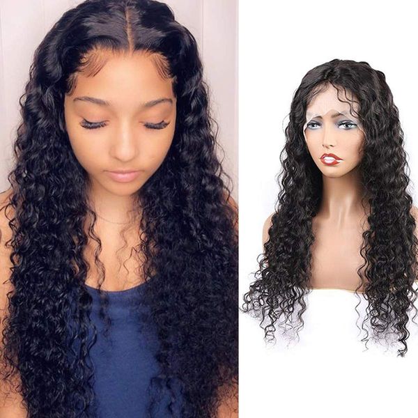 

13x4 hd transparent lace frontal wig human hair lace front wigs invisible lace front deep wave human hair wigs pre plucked, Black
