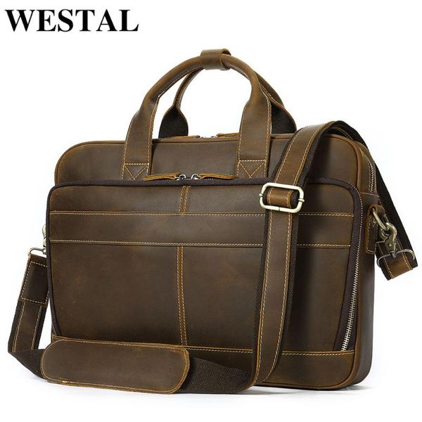 

briefcases westal bag men's genuine leather briefcase lapvintage handbag 15 inch office for men 8368