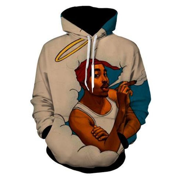 

mens designer hoodies new fashion cool sweatshirt hoodies men women 3d print 2pac tu rap picture tee style streetwear long sleeve, Black