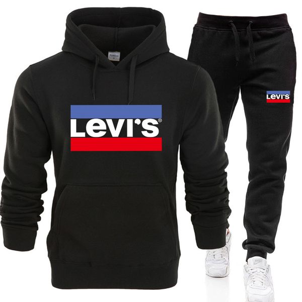

2020 men women livis tracksuit fashion long sleeve sportswear two piece sets fleece thick hoodie+pants spring autumn pullover hoodie jacket, Gray