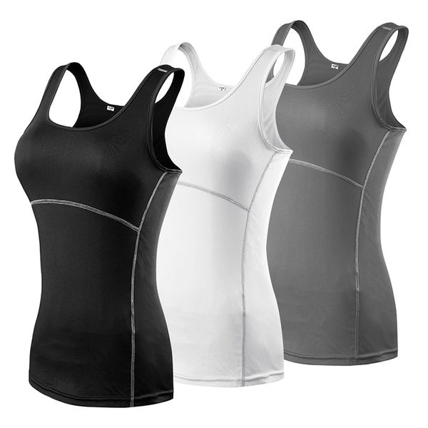 

the 3 women sport yoga clothes wearing compression tights gym yoga base running vest sleeveless top, White;red