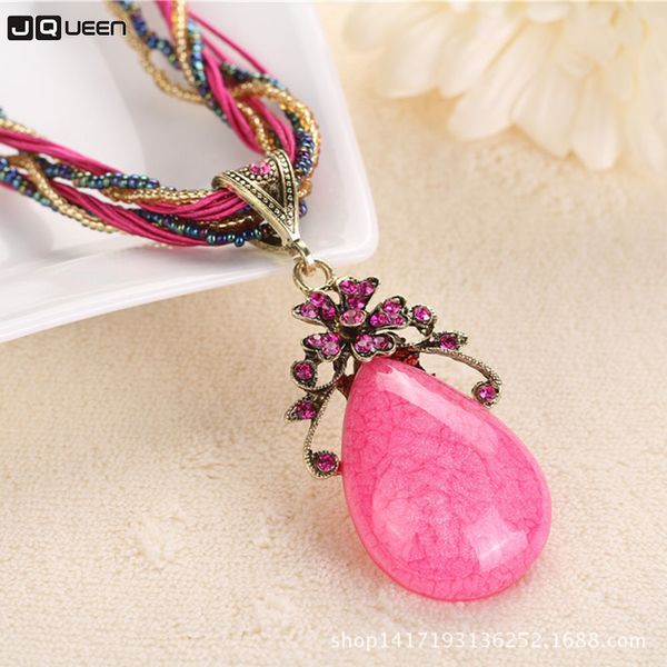 

богемия ретро кулон регулируемого ожерелье падение воды подвеска длинного свитер цепь tear форма ожерелье для женщин ювелирных изделий, Silver