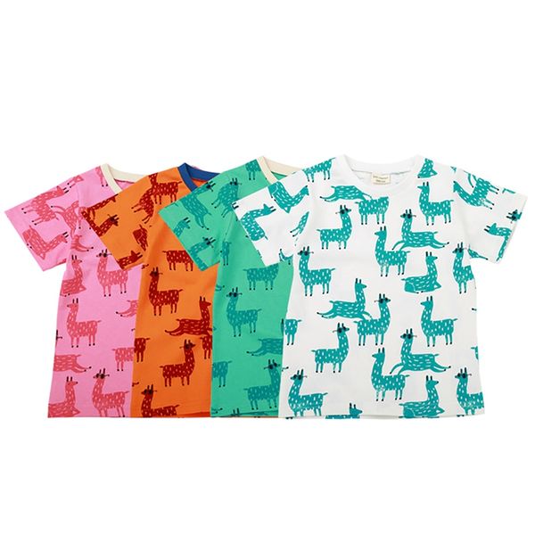 

baby clothes kids boys girl summer cotton cartoon animal print t-shirt blouse short sleeve casual tee shirts kids clothes, Blue