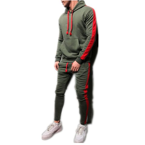 

2 шт наборы мужчины tracksuit новый бренд осень зима толстовка с капюшоном + drawstring брюки мужской нашивки лоскутная толстовки -3xl, Gray