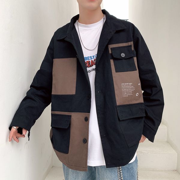 

men's tooling jacket 2019 autumn and winter students casual loose tooling jacket couple youth trend men's clothing, Black;brown