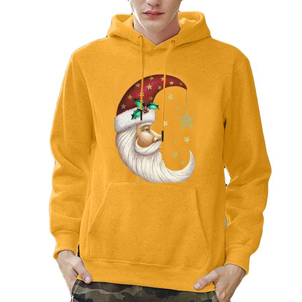 

men's santa claus print sweatshirt pullover men long sleeve christmas hooded sweatshirt street wear men loose casual hoodies, Black