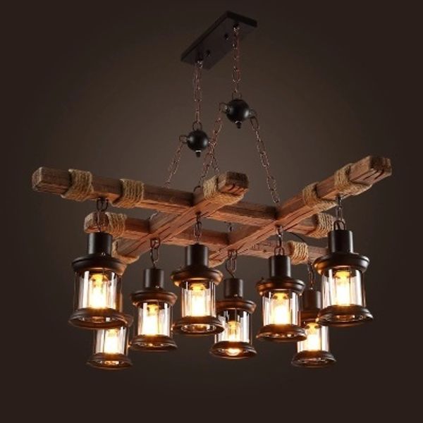 

Wooden chandelier Kitchen Bar Dining room Salon lustre suspension Industrial Vintage Loft Chandelier luminaire light fixtures