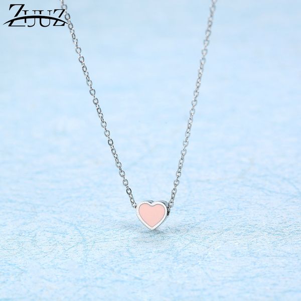 

zuuz chain choker necklace chocker neckless heart friends pendant necklace women stainless steel bts accessories jewellery, Silver