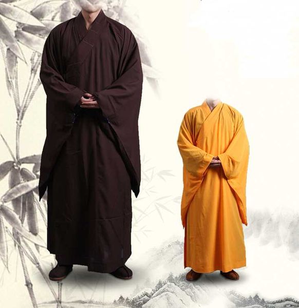 Costume cosplay uniforme del monaco Shaolin dell'abito lungo dell'abito buddista Zen di trasporto libero