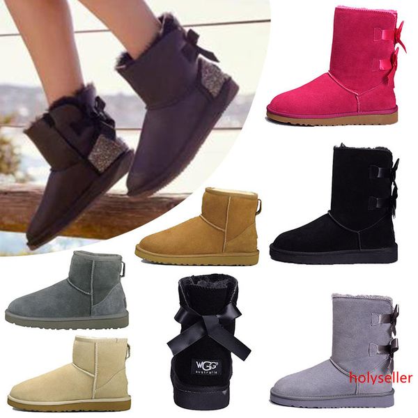 

wgg australia classic winter boots for women chestnut black gray pink designer snow kneel girls designer ankle boots size 5-10 fast shipping