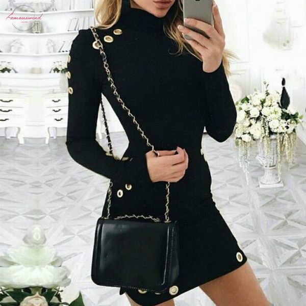 

women autumn punk bodycon dress hole long sleeve half turtleneck clubwear casual long sleeve basic mini dress, Black;gray