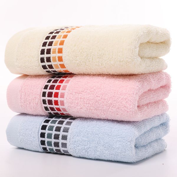 

cotton towel 32 yarns 14 pieces plain gradient checkered towel wash face hand towel 34*73cm(3pcs