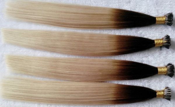 

fusion flat tip human hair extension keratin hair 100g ombre #2 darkest brown/#60 blonde, Black