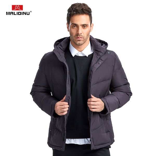 

malidinu 2019 duck down jacket men winter down coat brand warm mens jackets detachable hood parka plus size men coats, Black