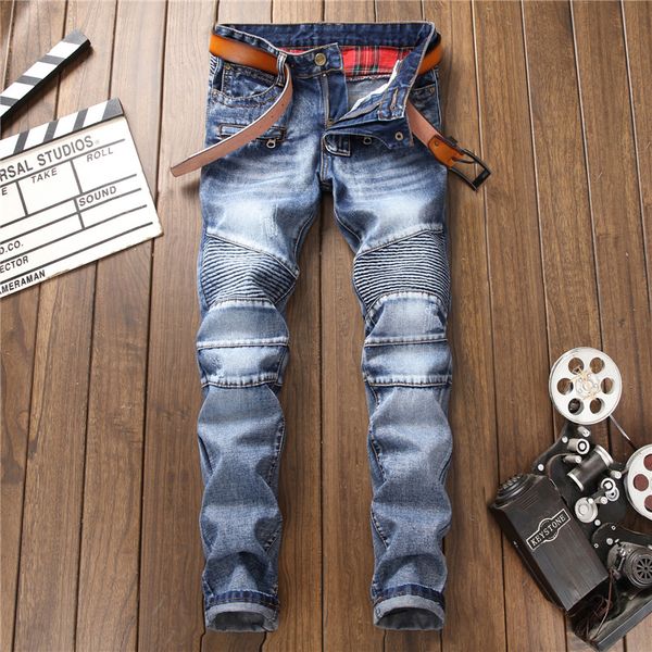 

european american style fashion brand designer men jeans luxury men's denim trousers slim straight blue gentleman jeans