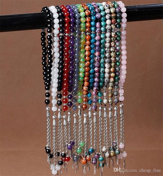 

исламская 33 четки природного камень кристалл агат бусы мусульманских тасбие 8ммы молитва розарий ислам рука струна 15 цветов оптом, Black