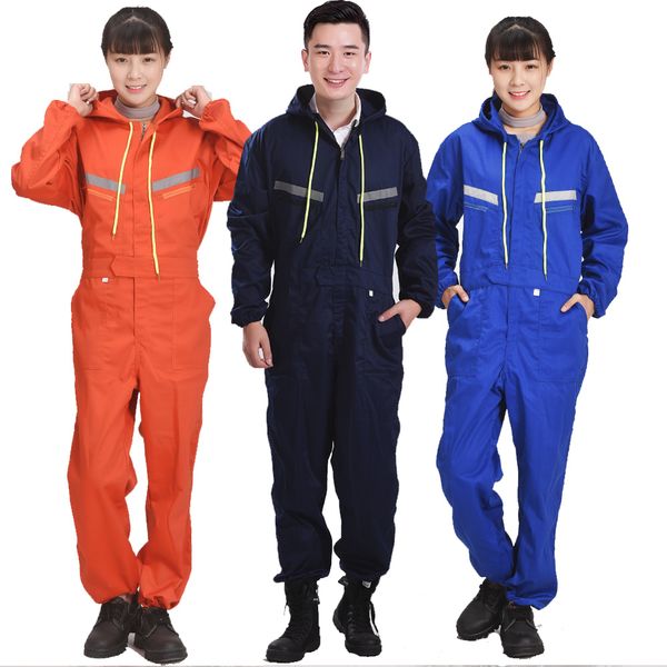 

plus size male reflective strip jumpsuit men work wear hooded uniforms fashion labor protection tooling coveralls 60901, Black