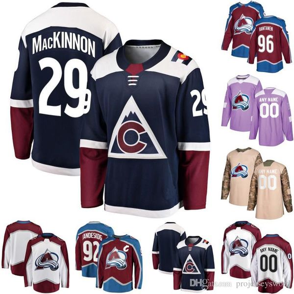 

Bowen Byram Colorado Avalanche Jersey Philipp Grubauer Nathan MacKinnon Gabriel Landeskog Derick Brassard Mikko Rantanen Ice Hockey Jerseys