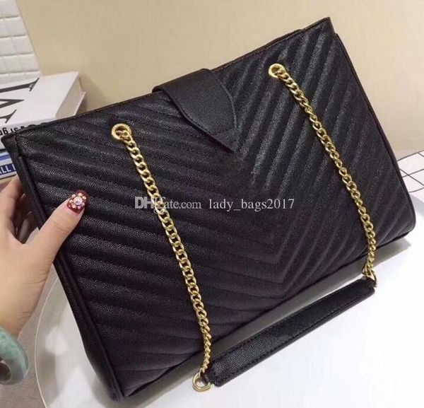 

new classic 33cm x large genuine caviar leather v shape bags quilted double flaps shoulder jumbo chain bags shopping bags messenger handbag